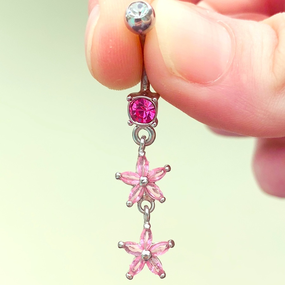 Pink stars belly ring